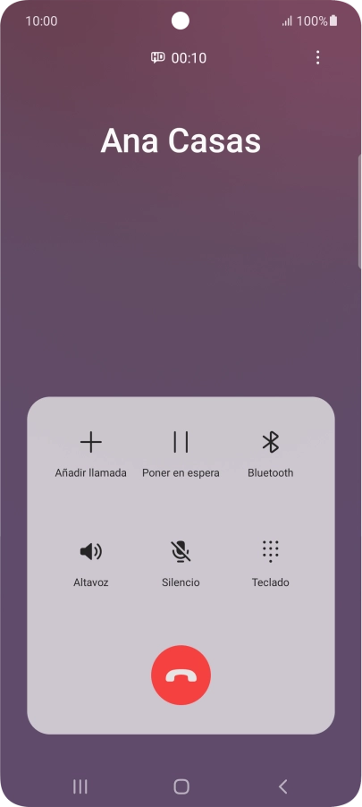 Pulsa el icono de finalizar llamada.