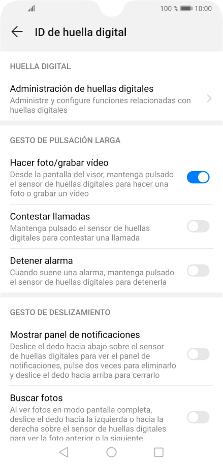 Pulsa Administración de huellas digitales.
