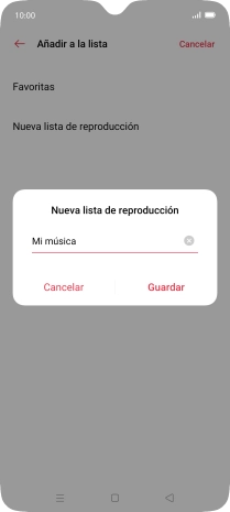 Introduce el nombre deseado de la lista de reproducción y pulsa Guardar.