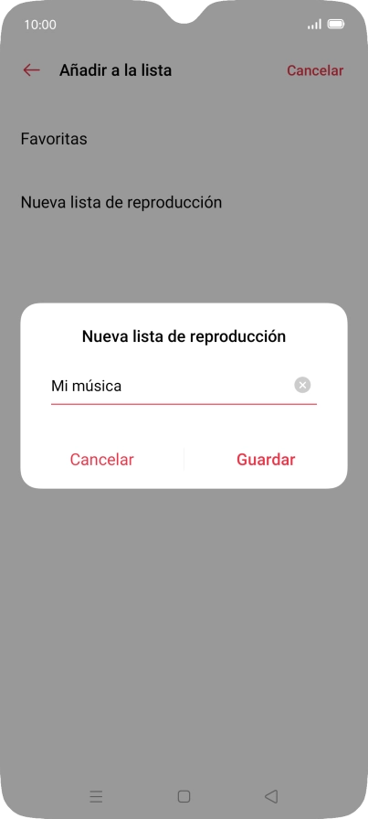 Introduce el nombre deseado de la lista de reproducción y pulsa Guardar.