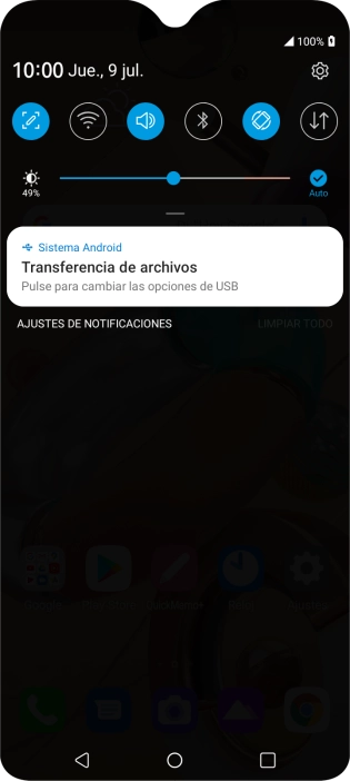 Pulsa Pulse para cambiar las opciones de USB.