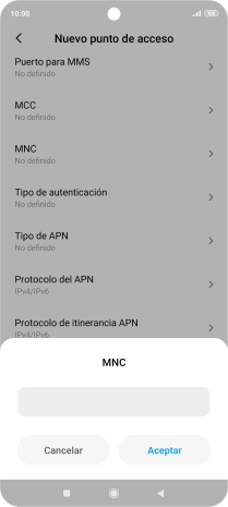 Introduce 01 y pulsa Aceptar.