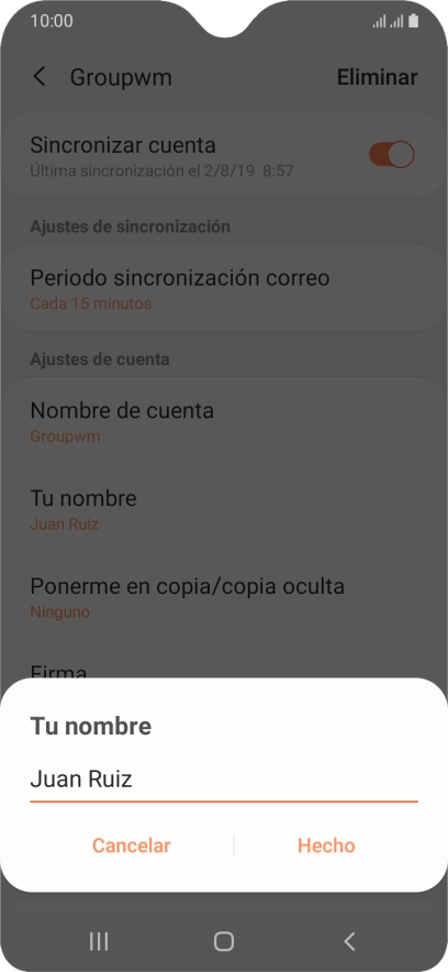 Introduce el nombre deseado y pulsa Hecho.