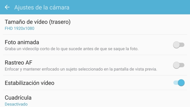 Pulsa Tamaño de vídeo (trasero).