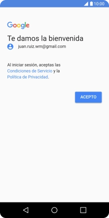 Pulsa ACEPTO y sigue las indicaciones de la pantalla para seleccionar los ajustes de tu cuenta de Google.