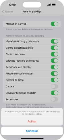 Si activas la función, pulsa Activar.