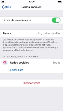 Pulsa Eliminar límite.