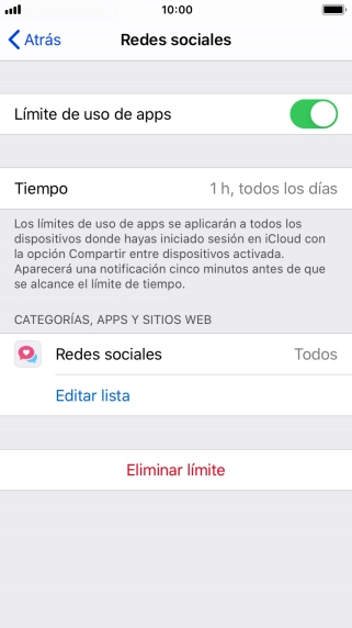 Pulsa Eliminar límite.