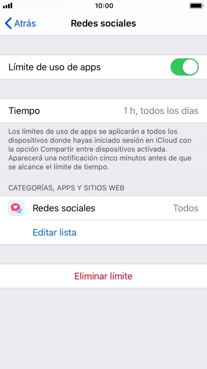 Pulsa Eliminar límite.