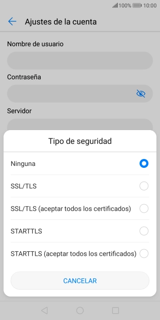 Pulsa Ninguna para desactivar la función.