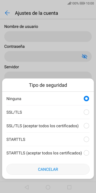 Pulsa Ninguna para desactivar la función.