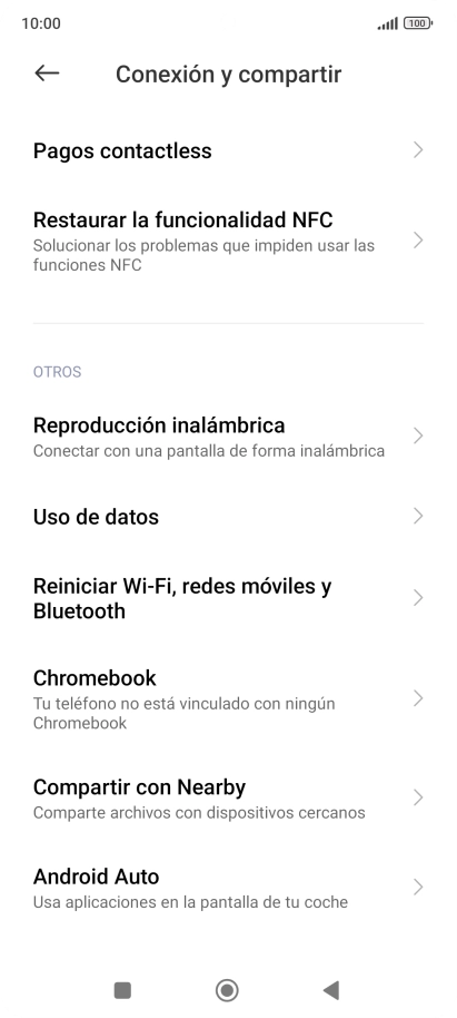 Pulsa Reiniciar Wi-Fi, redes móviles y Bluetooth.