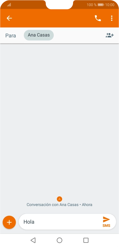 Pulsa el icono de envío cuando termines de escribir el mensaje corto.