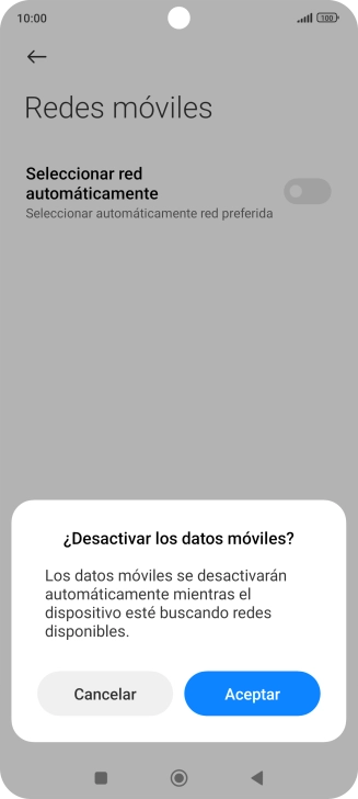 Pulsa Aceptar y espera mientras el teléfono está buscando redes.