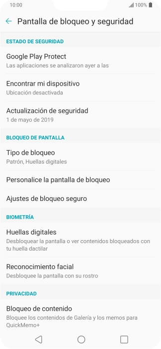 Pulsa Tipo de bloqueo e introduce el código de seguridad extra que has creado anteriormente.