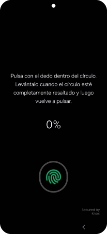 Sigue las indicaciones de la pantalla para crear una huella digital como código de seguridad.