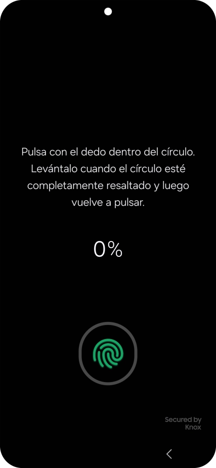 Sigue las indicaciones de la pantalla para crear una huella digital como código de seguridad.