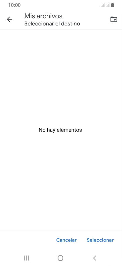 Si deseas crear una nueva carpeta, pulsa el icono de nueva carpeta y sigue las indicaciones de la pantalla para crearla.