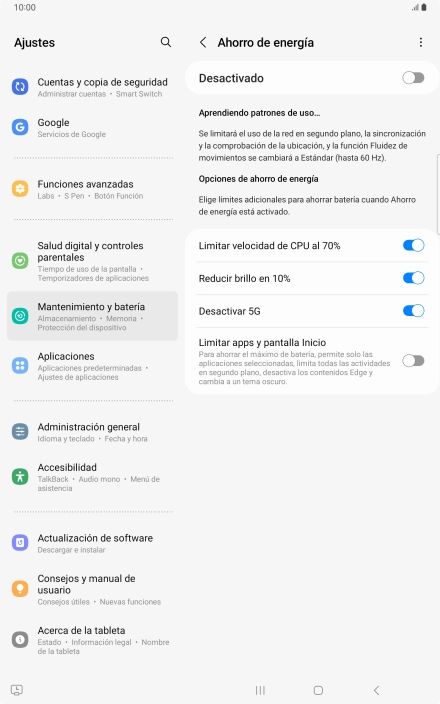 Pulsa el indicador junto a los ajustes deseados.