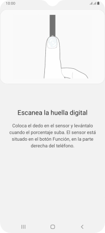 Sigue las indicaciones de la pantalla para crear una huella digital como código de seguridad.