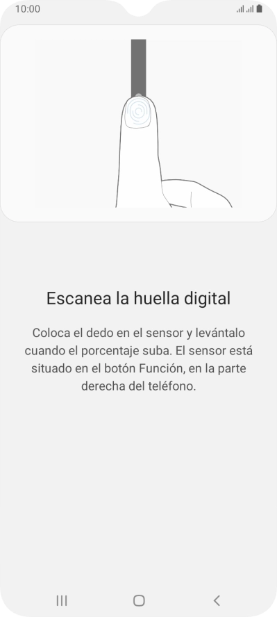 Sigue las indicaciones de la pantalla para crear una huella digital como código de seguridad.