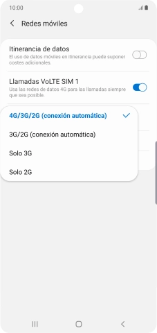 Pulsa el tipo de red deseado.