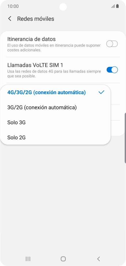 Pulsa el tipo de red deseado.