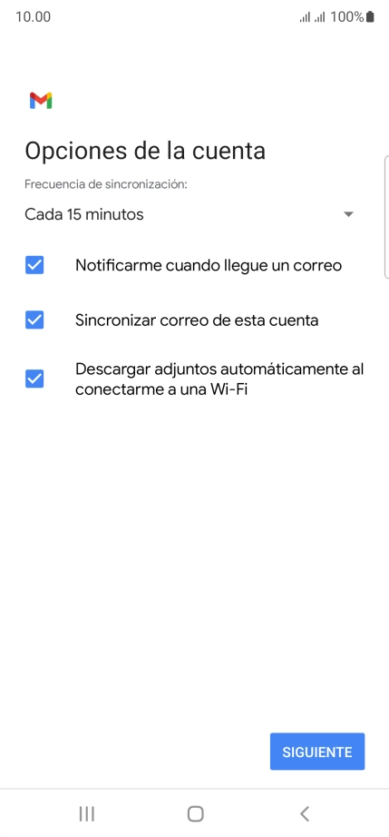 Si aparece en la pantalla esta imagen, tu cuenta de correo electrónico ha sido reconocida y configurada automáticamente. Sigue las indicaciones de la pantalla para introducir más información y terminar la configuración.