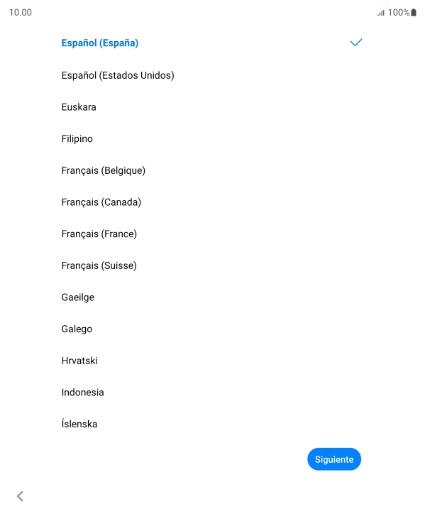 Pulsa el idioma deseado.