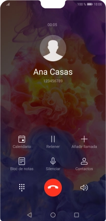 Pulsa el icono de finalizar llamada.