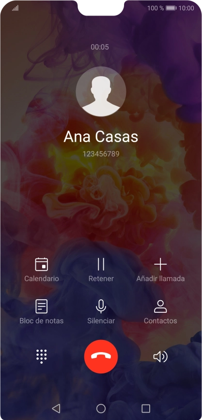 Pulsa el icono de finalizar llamada.