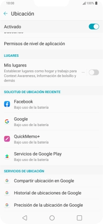 Pulsa Precisión de la ubicación de Google.