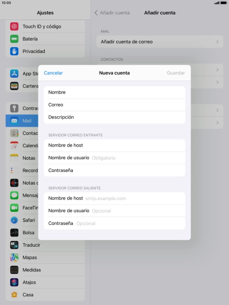 Pulsa Nombre de usuario e introduce el nombre de usuario de tu cuenta de correo electrónico.