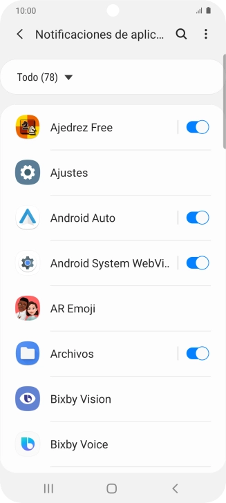 Pulsa el indicador junto a las apps deseadas para activar o desactivar la función.