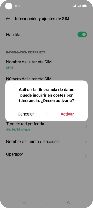 Si activas la función, pulsa Activar.