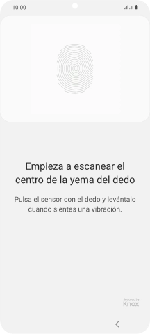 Sigue las indicaciones de la pantalla para crear una huella digital como código de seguridad.