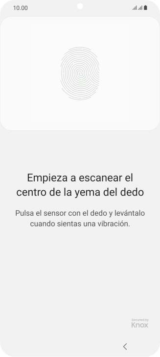 Sigue las indicaciones de la pantalla para crear una huella digital como código de seguridad.