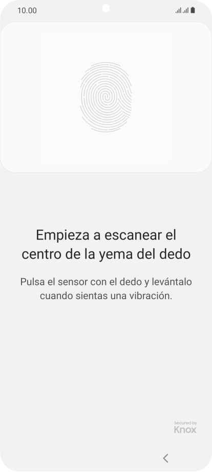 Sigue las indicaciones de la pantalla para crear una huella digital como código de seguridad.