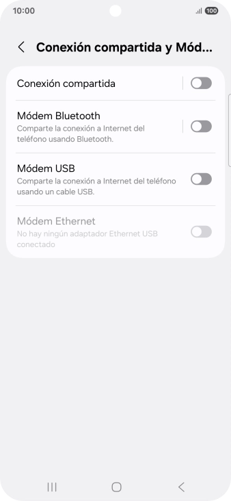 Pulsa Conexión compartida.