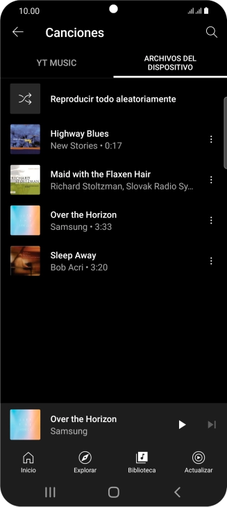 Pulsa el archivo de música deseado.