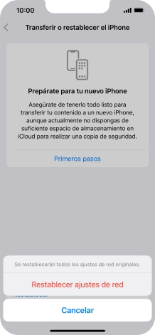 Pulsa Restablecer ajustes de red.