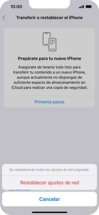 Pulsa Restablecer ajustes de red.