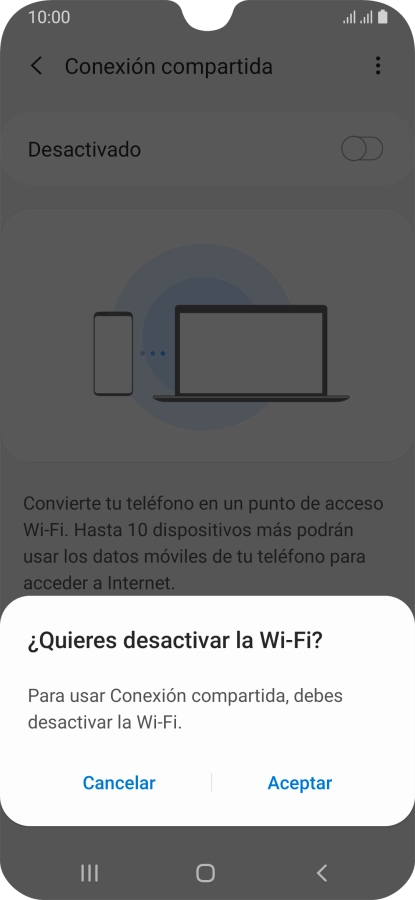Si la función de wifi está activada, pulsa Aceptar.