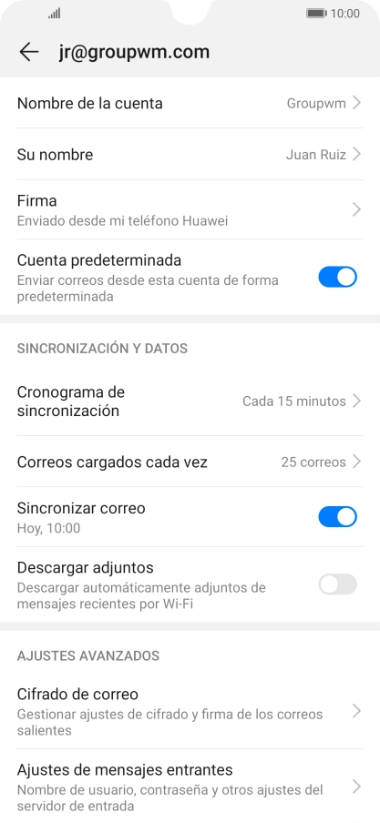Pulsa Nombre de la cuenta.