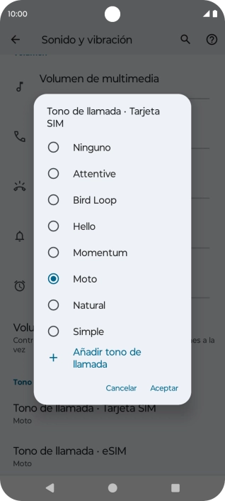 Pulsa los timbres de llamada deseados para escucharlos.