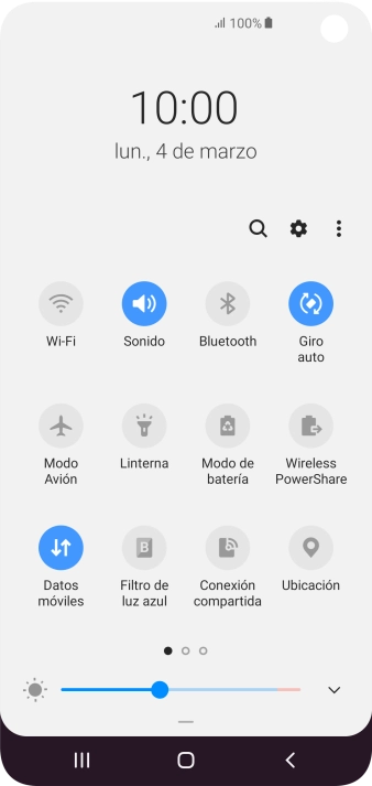 Pulsa el icono de datos móviles para activar o desactivar la función.
