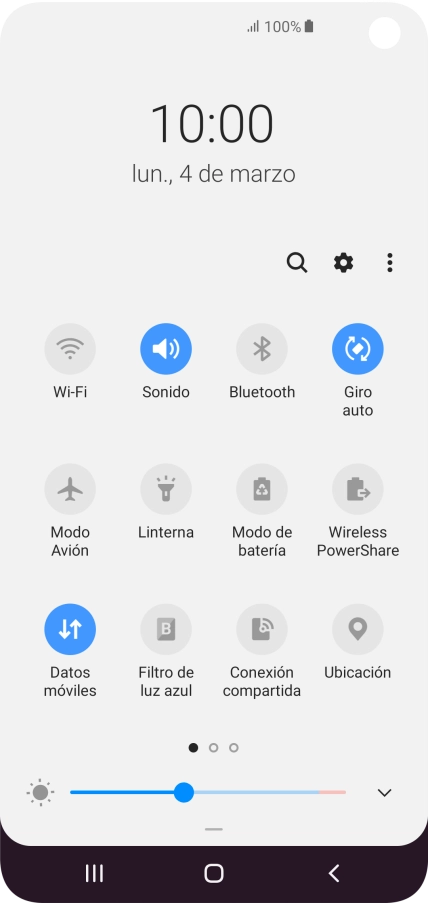 Pulsa el icono de datos móviles para activar o desactivar la función.