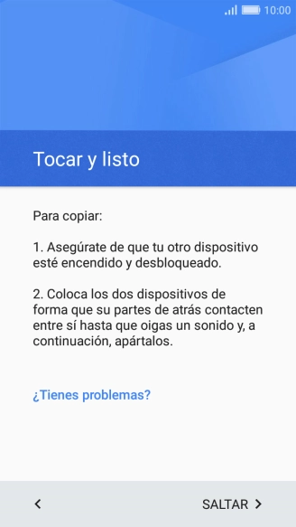 Sigue las indicaciones de la pantalla para conectar ambos teléfonos por NFC. Sigue las indicaciones de la pantalla del otro teléfono para confirmar la conexión con tu teléfono.