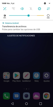 Pulsa Pulse para cambiar las opciones de USB.