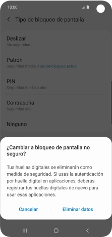 Pulsa Eliminar datos.
